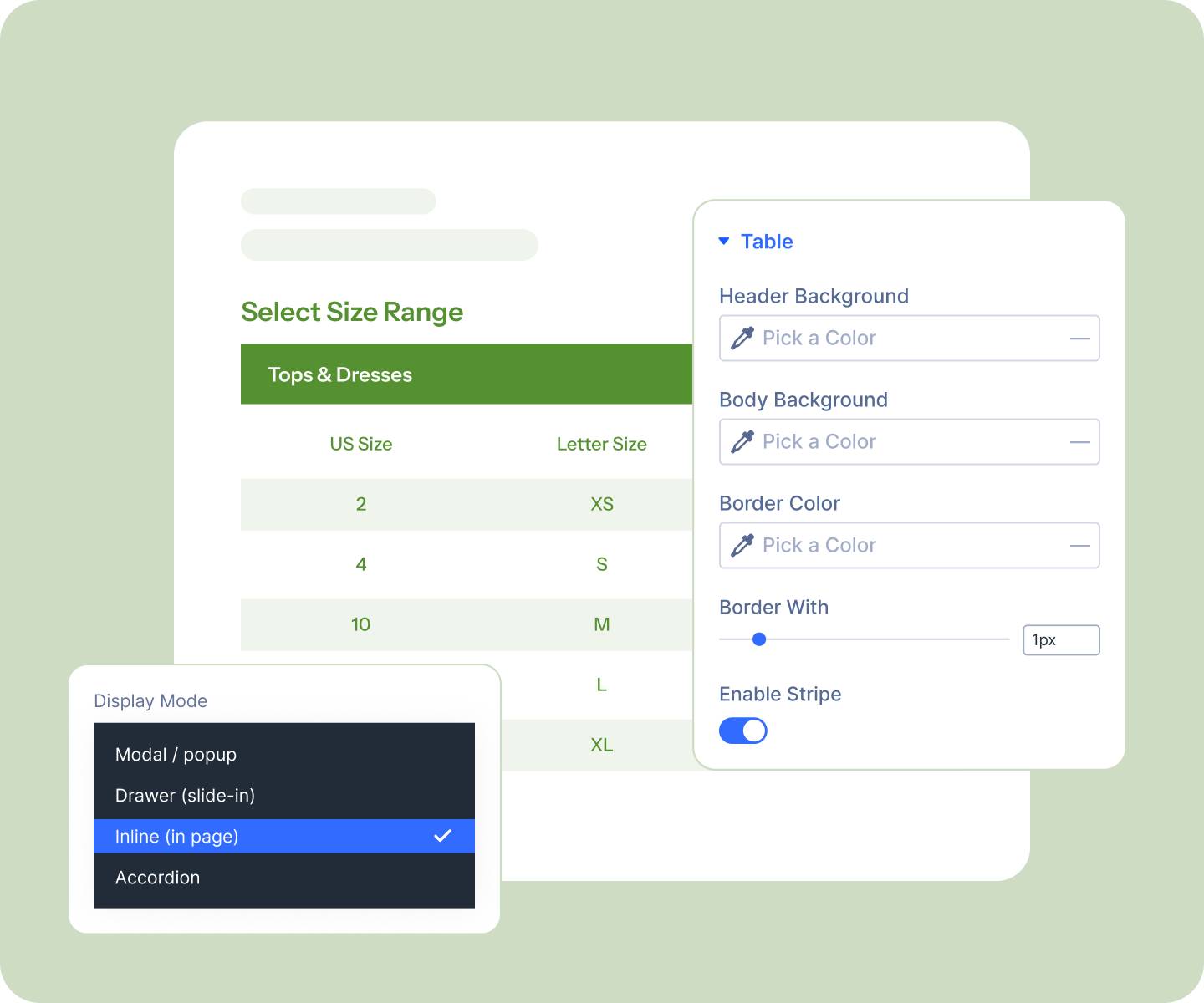 Divi WooCommerce Product Size Chart Styling