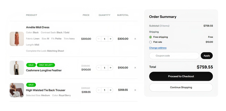 Divi WooCommerce Cart Page Template