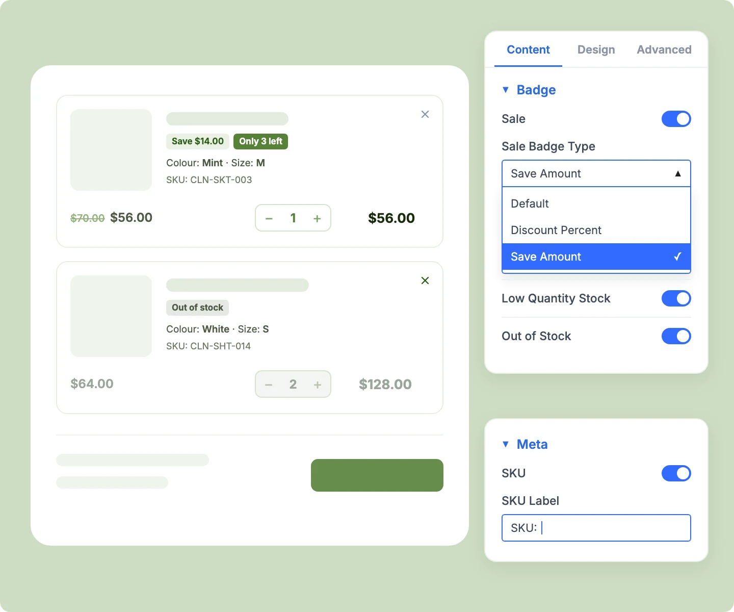 Divi WooCommerce Cart Products With Stock Badges and Product Meta
