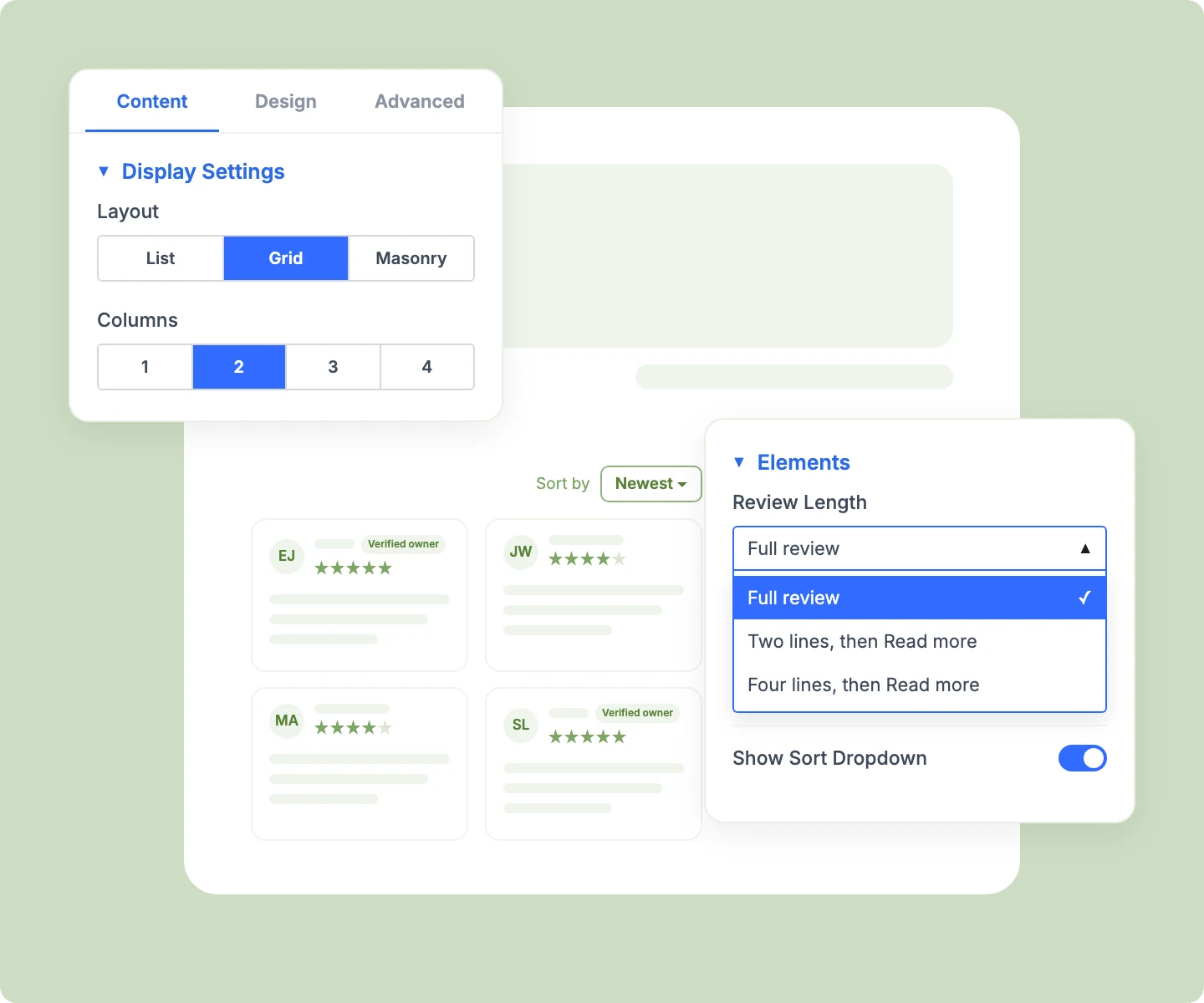 Divi WooCommerce Customer Reviews in a Grid Layout