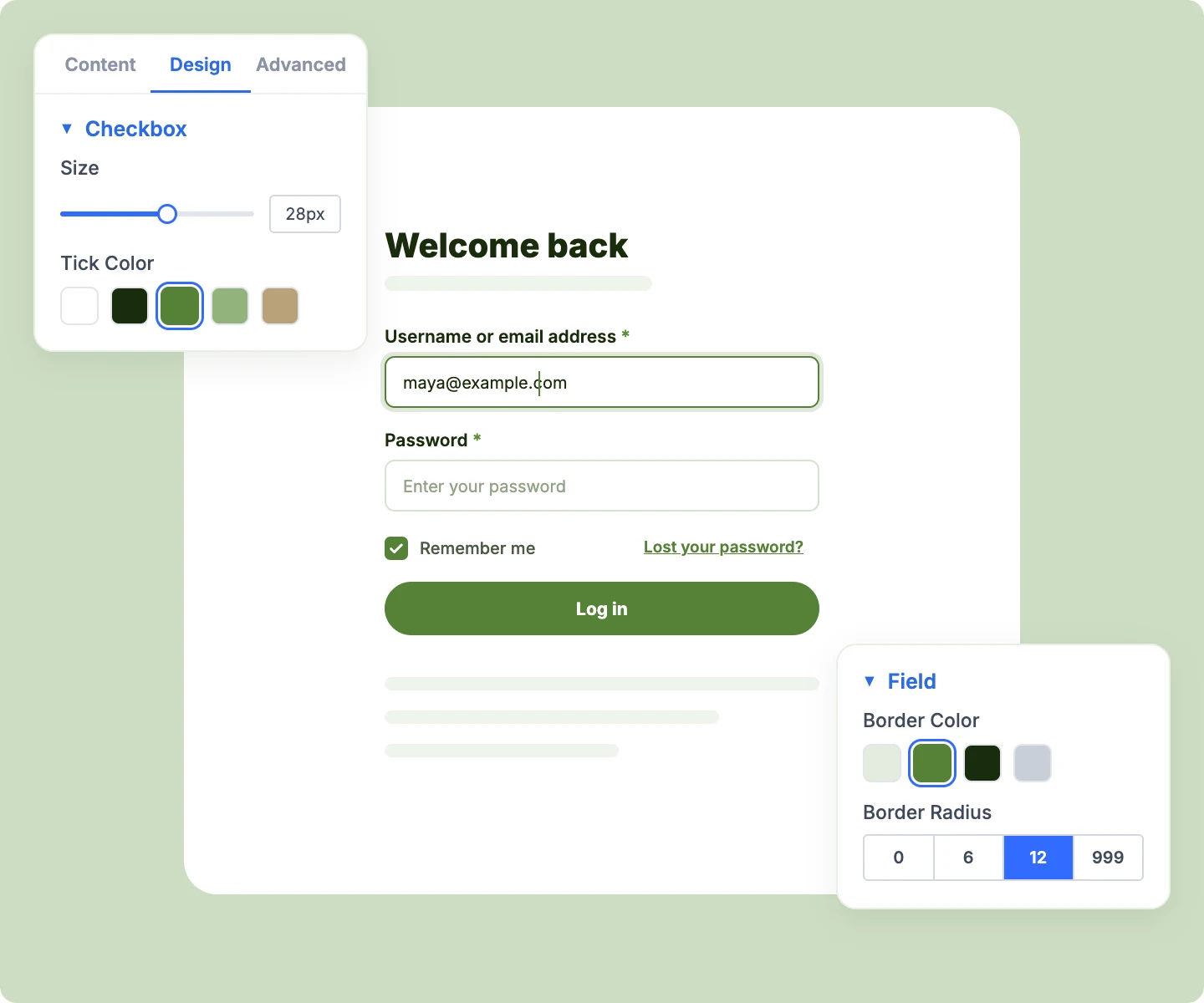 Divi WooCommerce Login Form Fields and Buttons