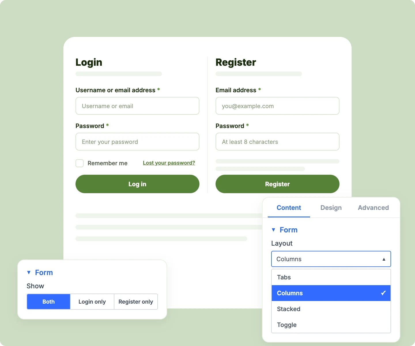 Divi WooCommerce Login and Register Form Layouts