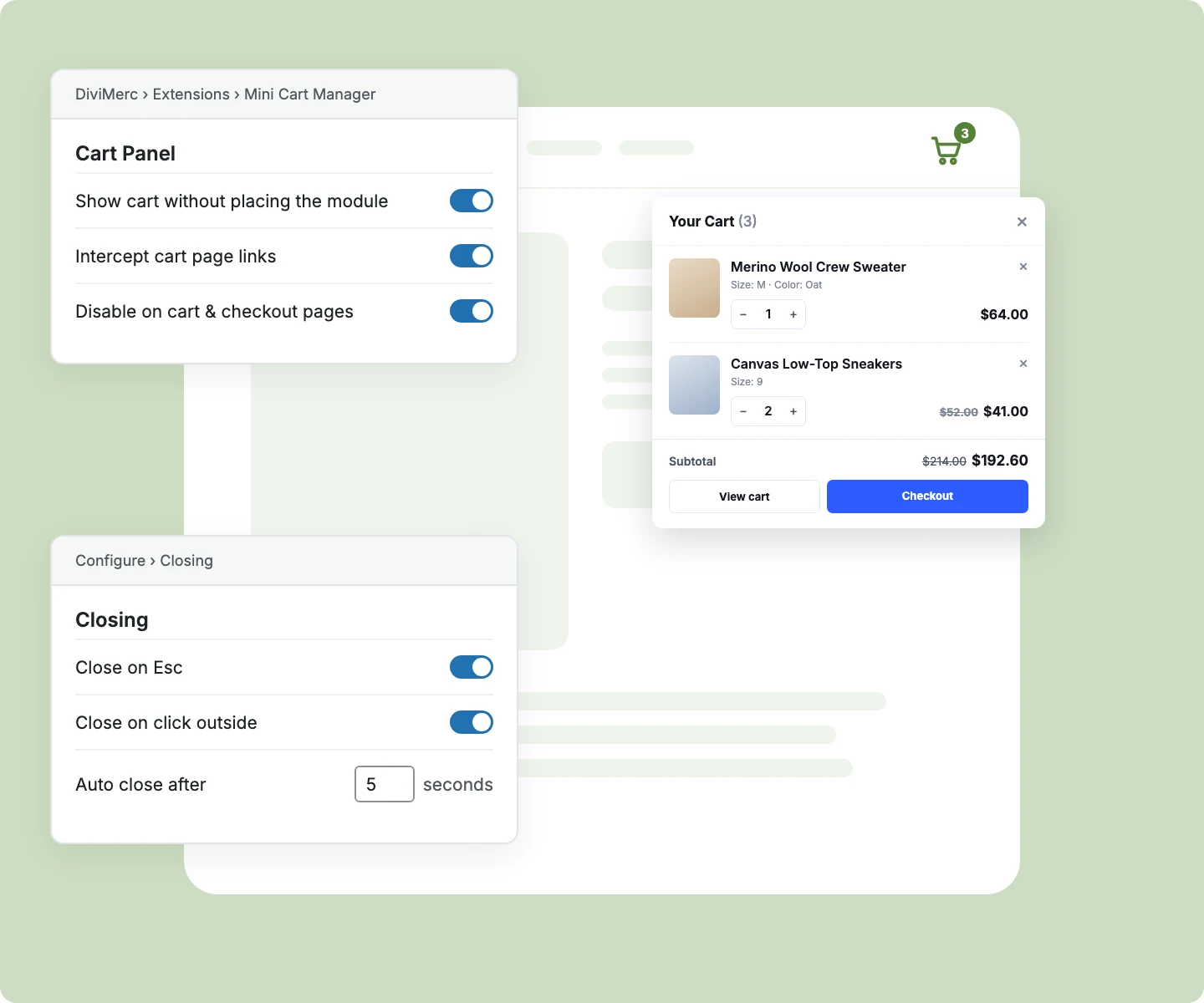 Mini Cart Manager Site-Wide Cart Settings for Divi