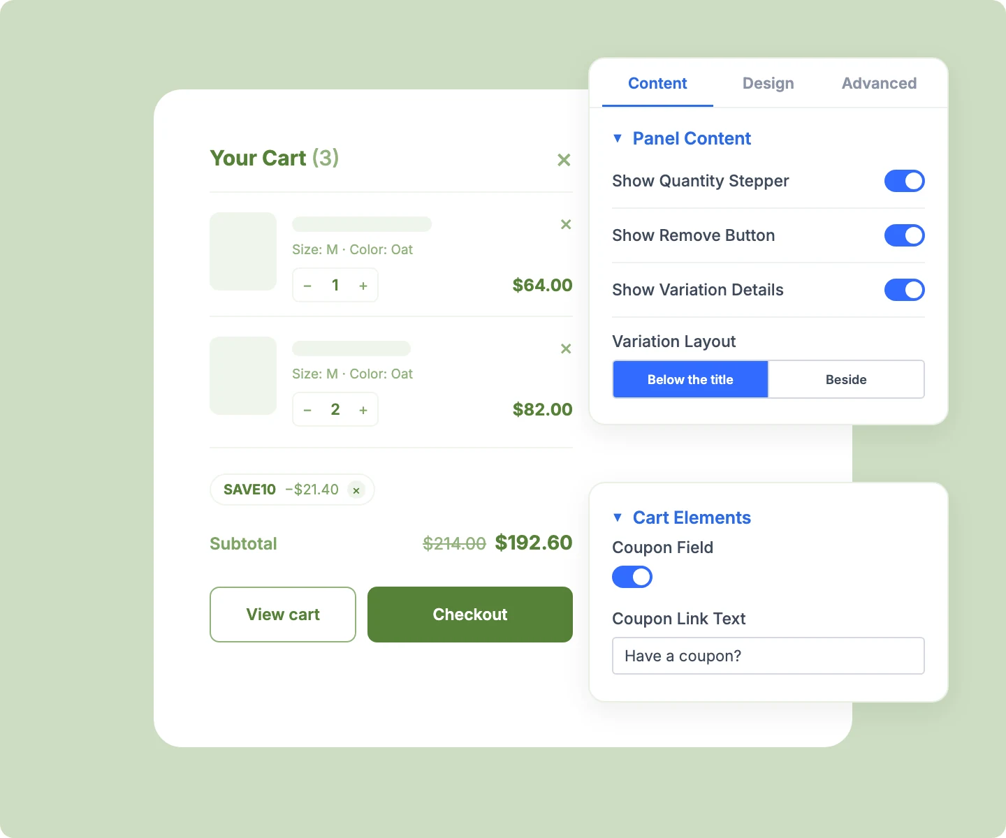 Divi WooCommerce Mini Cart With Quantity Stepper and Coupon