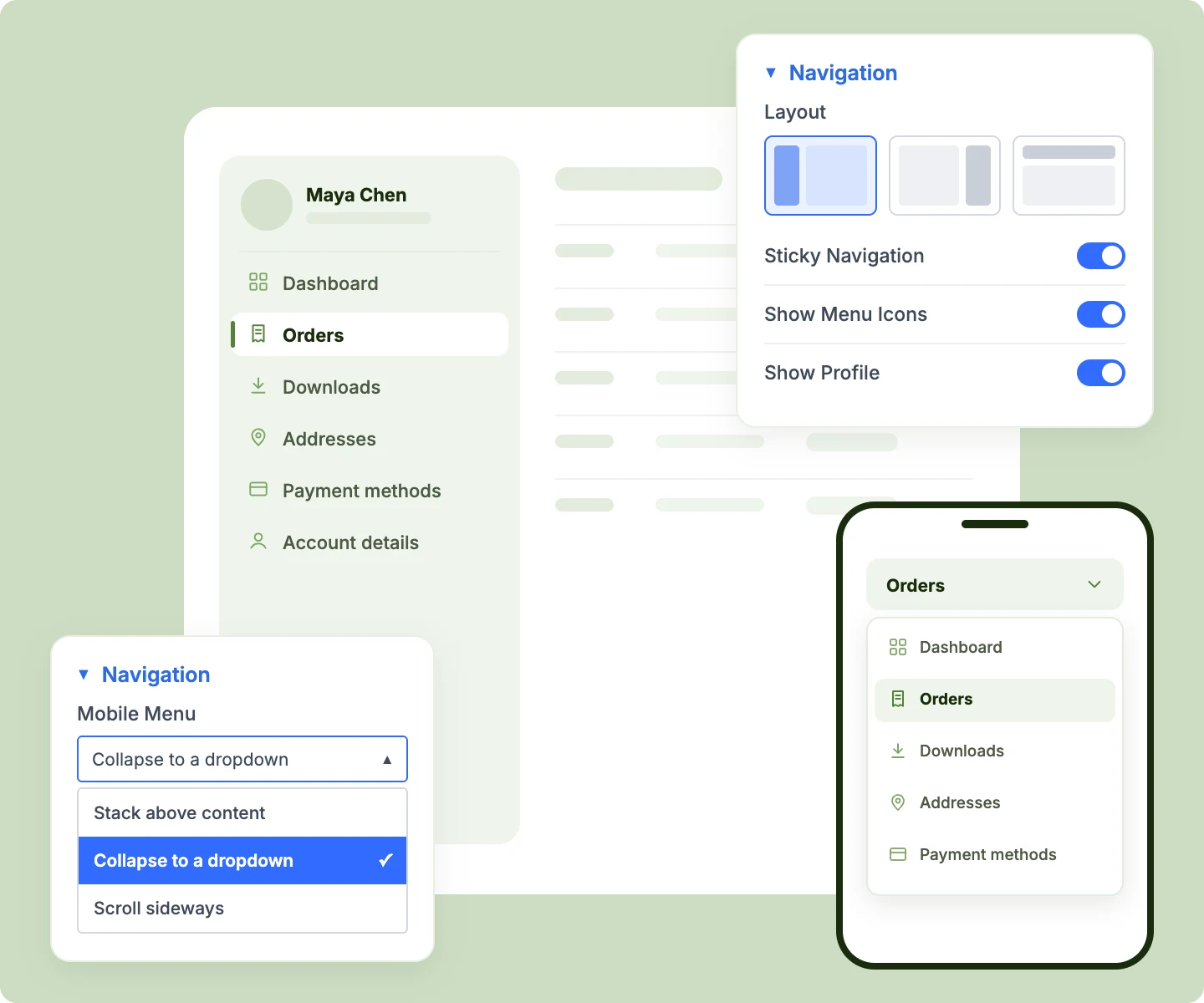 Divi WooCommerce My Account Menu With Icons and Profile
