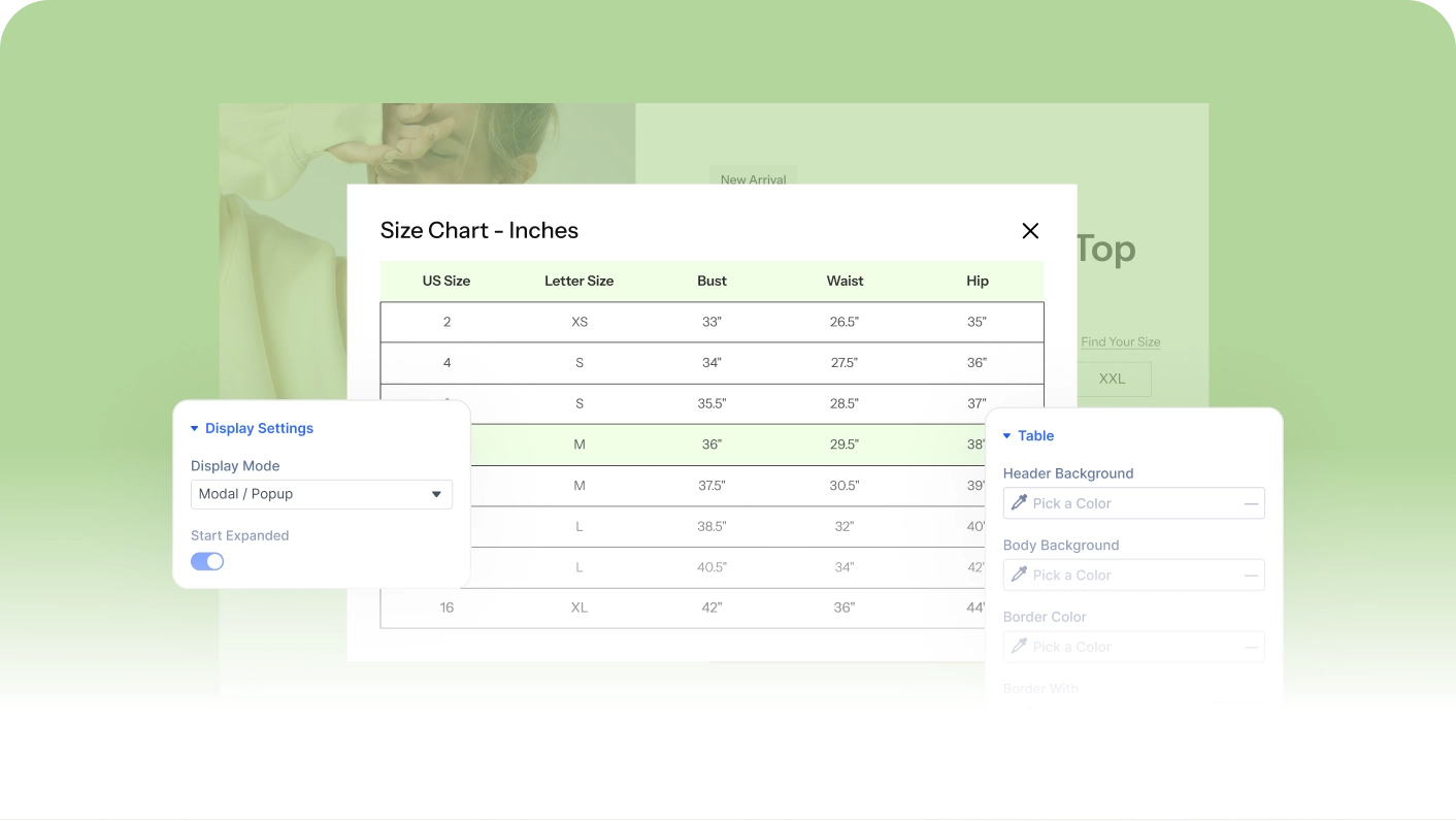 DiviMerc WooCommerce Size Chart Module